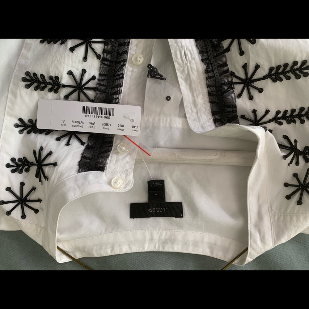 J. Crew White Blouse with black tries